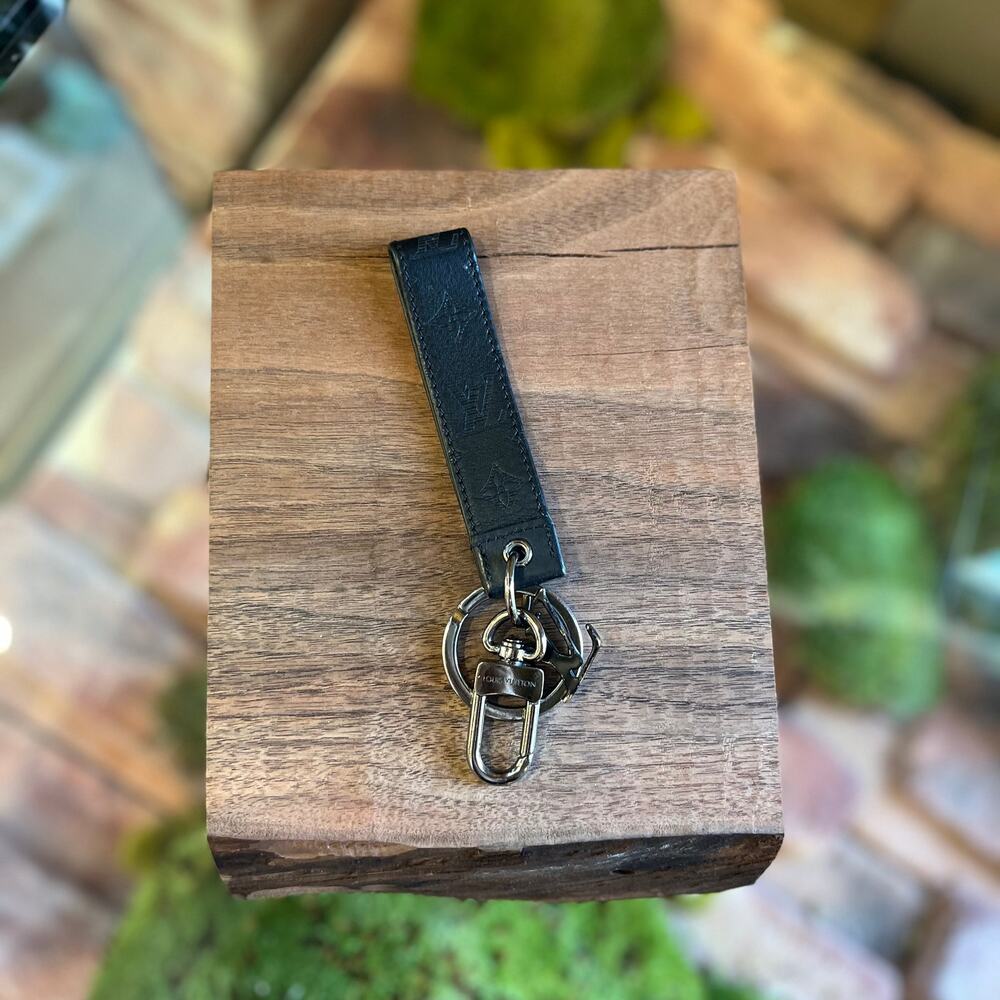 LOUIS VUITTON LV Shadow Dragonne Black Leather Key Holder